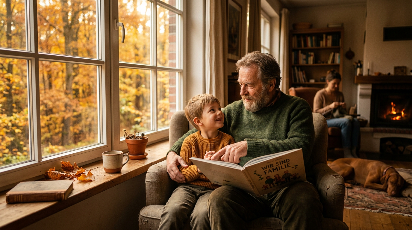 Kinder und Großeltern backen gemeinsam in der Küche