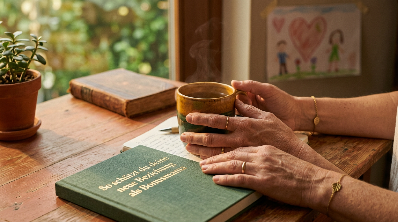 Paar sitzt zusammen auf einer Bank im Herbstwald und bespricht ernste Themen