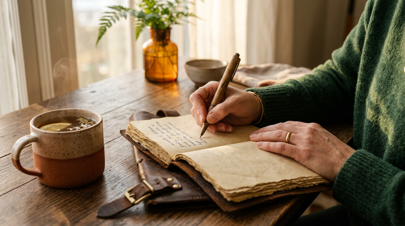 Frau genießt eine Auszeit in der Natur als Selbstfürsorge