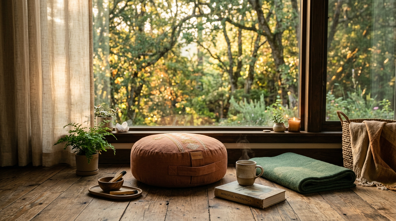 Frau genießt eine Auszeit in der Natur als Selbstfürsorge-Ritual