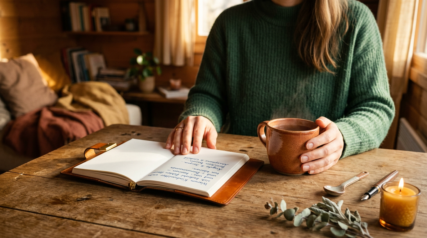 Frau sitzt nachdenklich auf einer Bank im Grünen und reflektiert ihre Gefühle