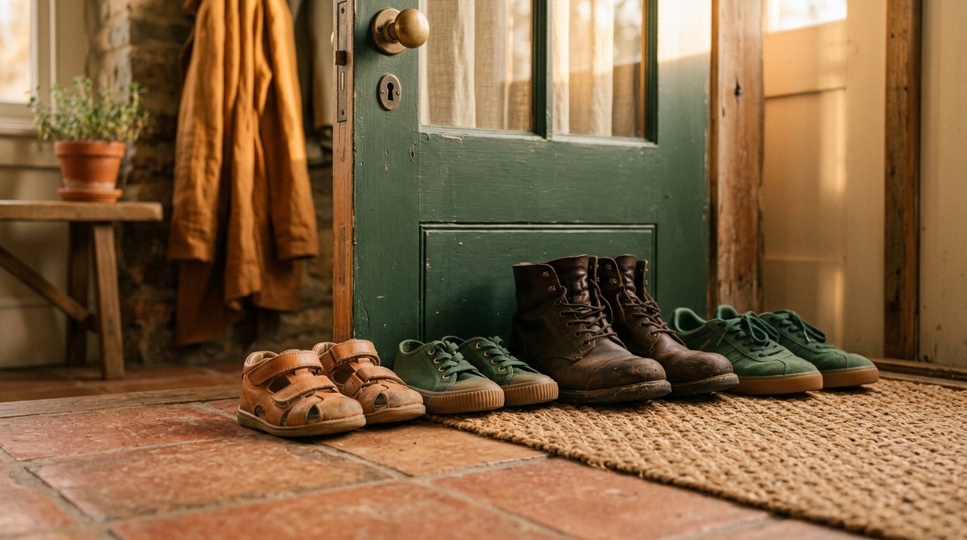 Patchworkfamilie bei einem gemeinsamen Spaziergang im herbstlichen Wald