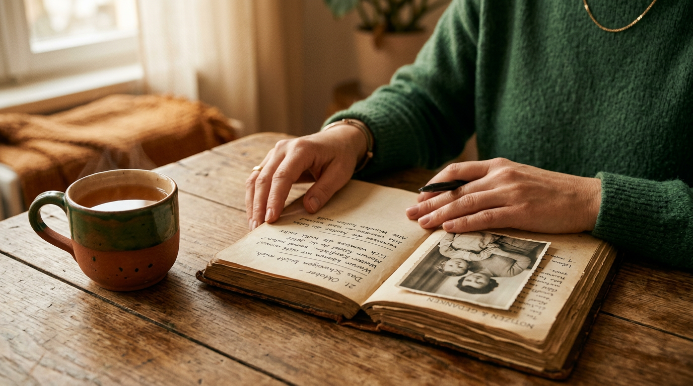 Zwei Frauen führen ein offenes Gespräch an einem Tisch